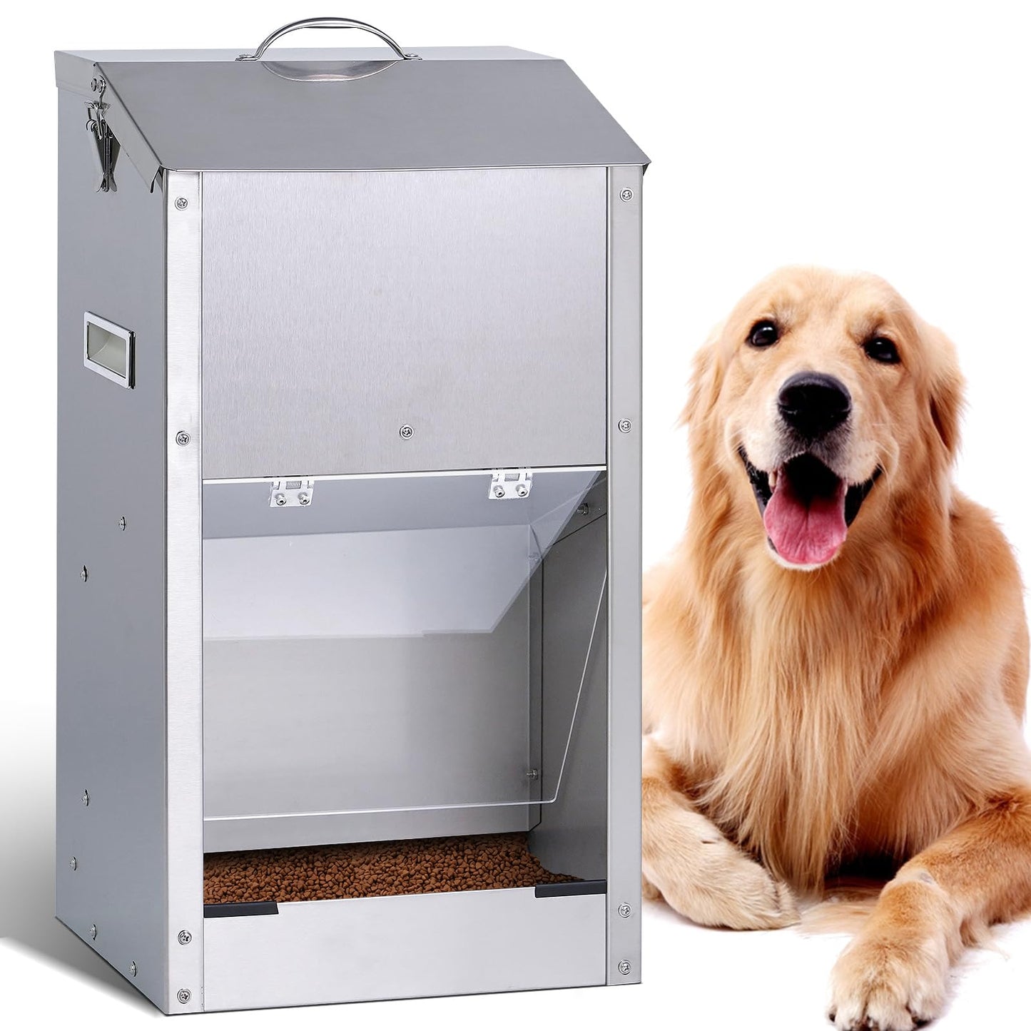 Dry Food Automatic Steel Dog Feeder Chow Hound 25 Pound Capacity