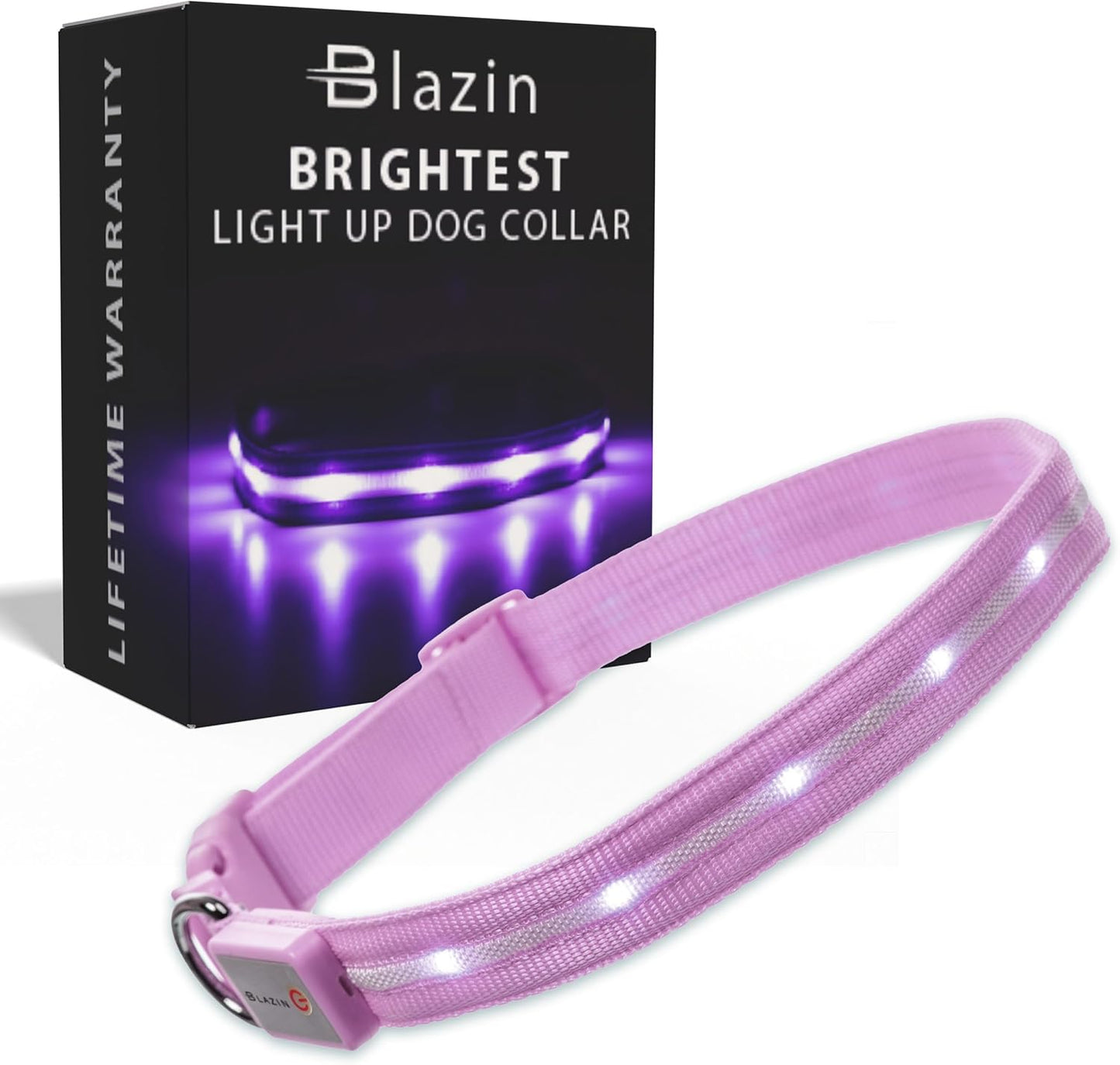 LED Dog Collar - Original USB Rechargeable, Waterproof with 1,000 Feet Visibility - Suitable for Small, Medium, and Large Dogs - US Brand