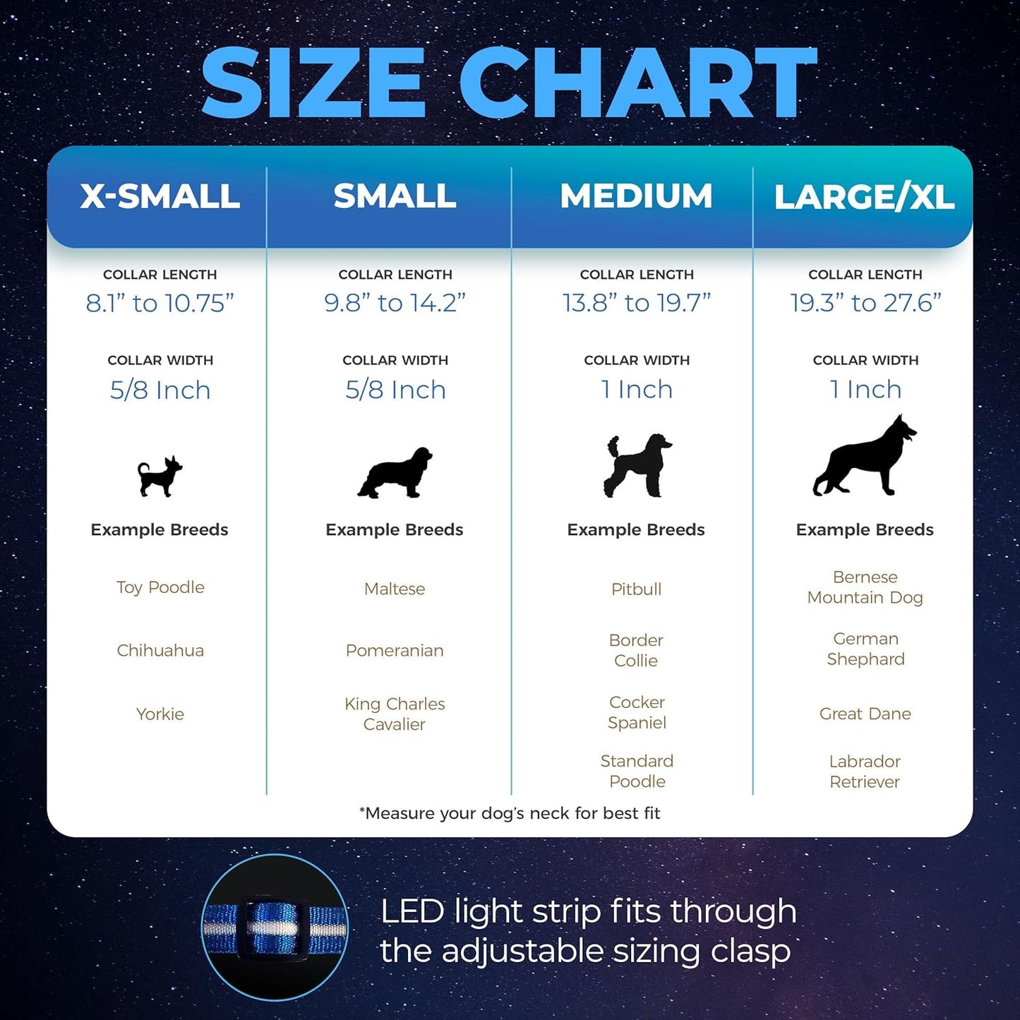 LED Dog Collar - Original USB Rechargeable, Waterproof with 1,000 Feet Visibility - Suitable for Small, Medium, and Large Dogs - US Brand