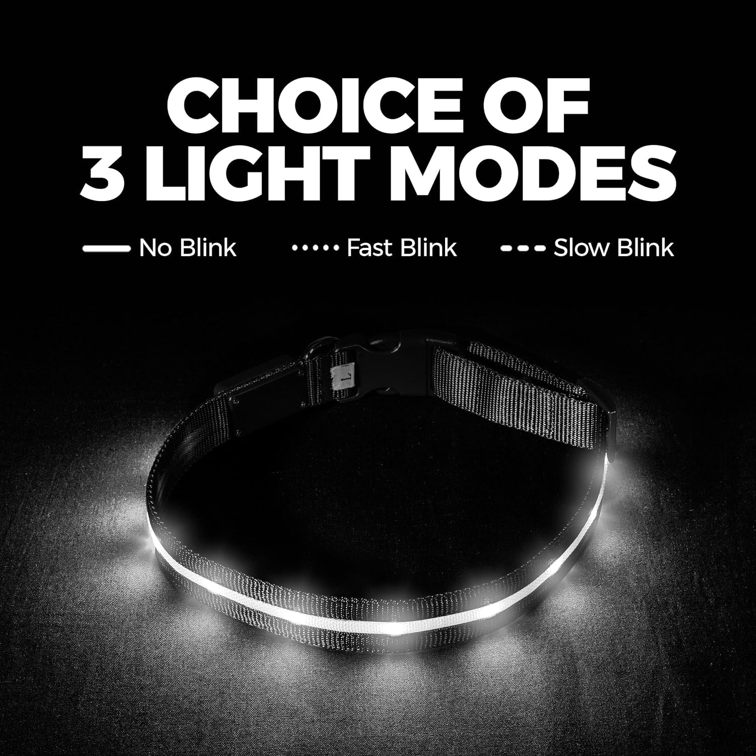 LED Dog Collar - Original USB Rechargeable, Waterproof with 1,000 Feet Visibility - Suitable for Small, Medium, and Large Dogs - US Brand