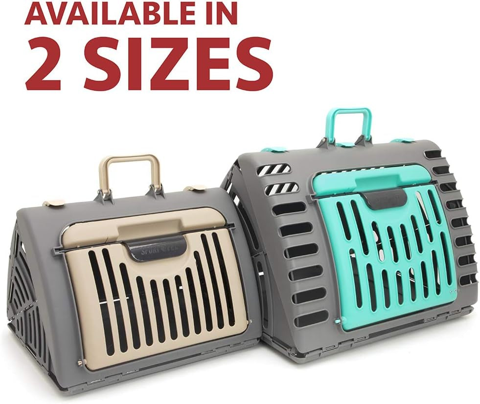Sport Pet Designs Collapsible Travel Cat Carrier with Front Door Access and Waterproof Bed