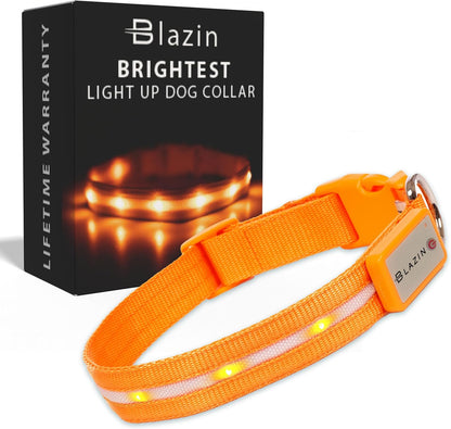 LED Dog Collar - Original USB Rechargeable, Waterproof with 1,000 Feet Visibility - Suitable for Small, Medium, and Large Dogs - US Brand