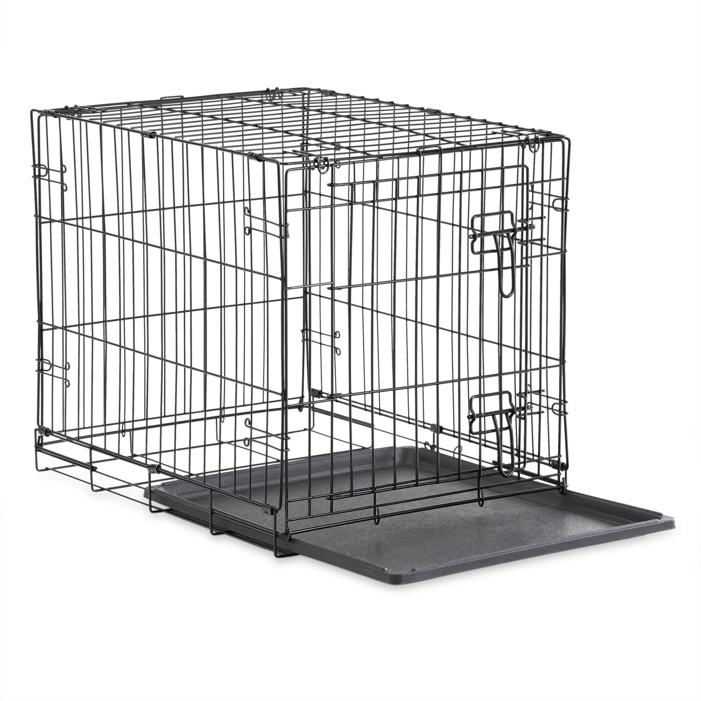 Wire Dog Crate, Single-Door, Divider and Leak-Proof Tray, Metal, Foldable, Durable, Black, 48"