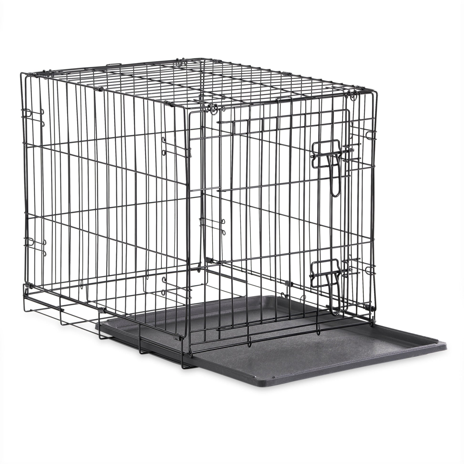 Wire Dog Crate, Single-Door, Divider and Leak-Proof Tray, Metal, Foldable, Durable, Black, 48"