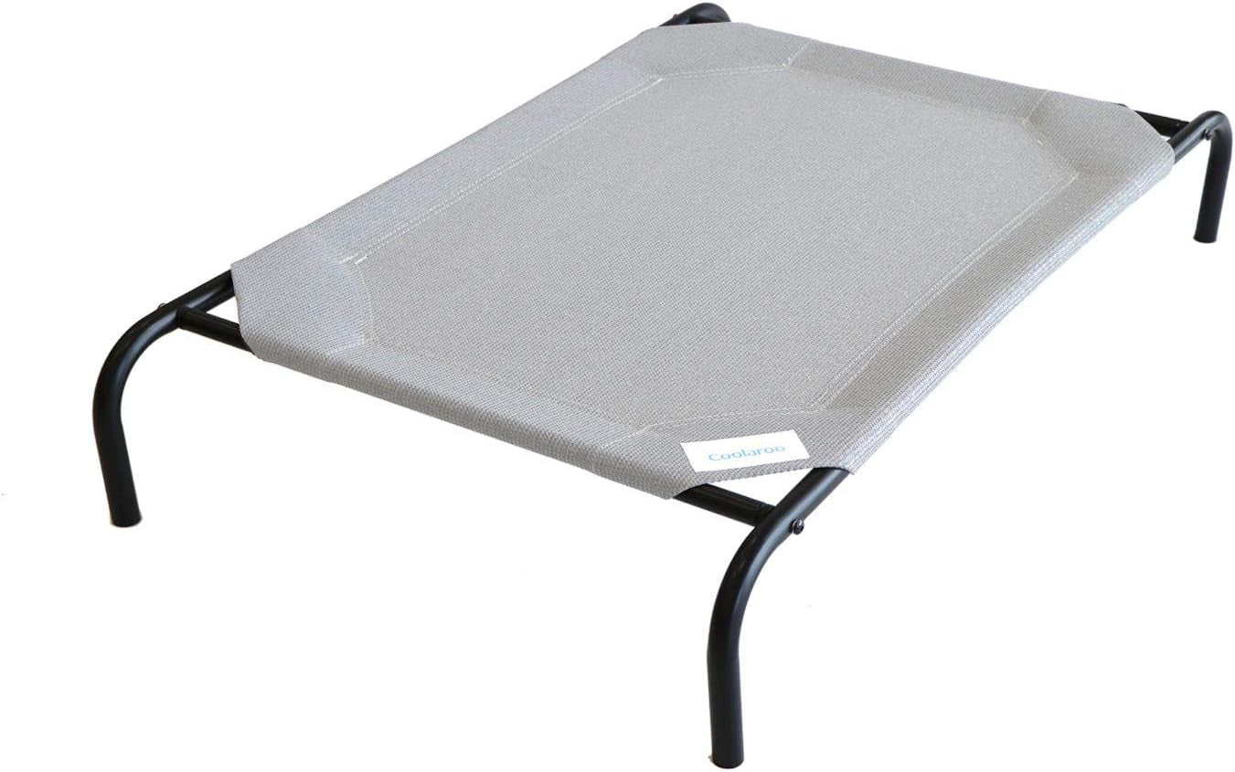 Elevated Dog Bed - Breathable Off-The-Ground Design with Cooling Fabric, Joint Relief, Moisture-Resistant Material, 100% Recyclable, Easy to Clean, Gunmetal, Medium