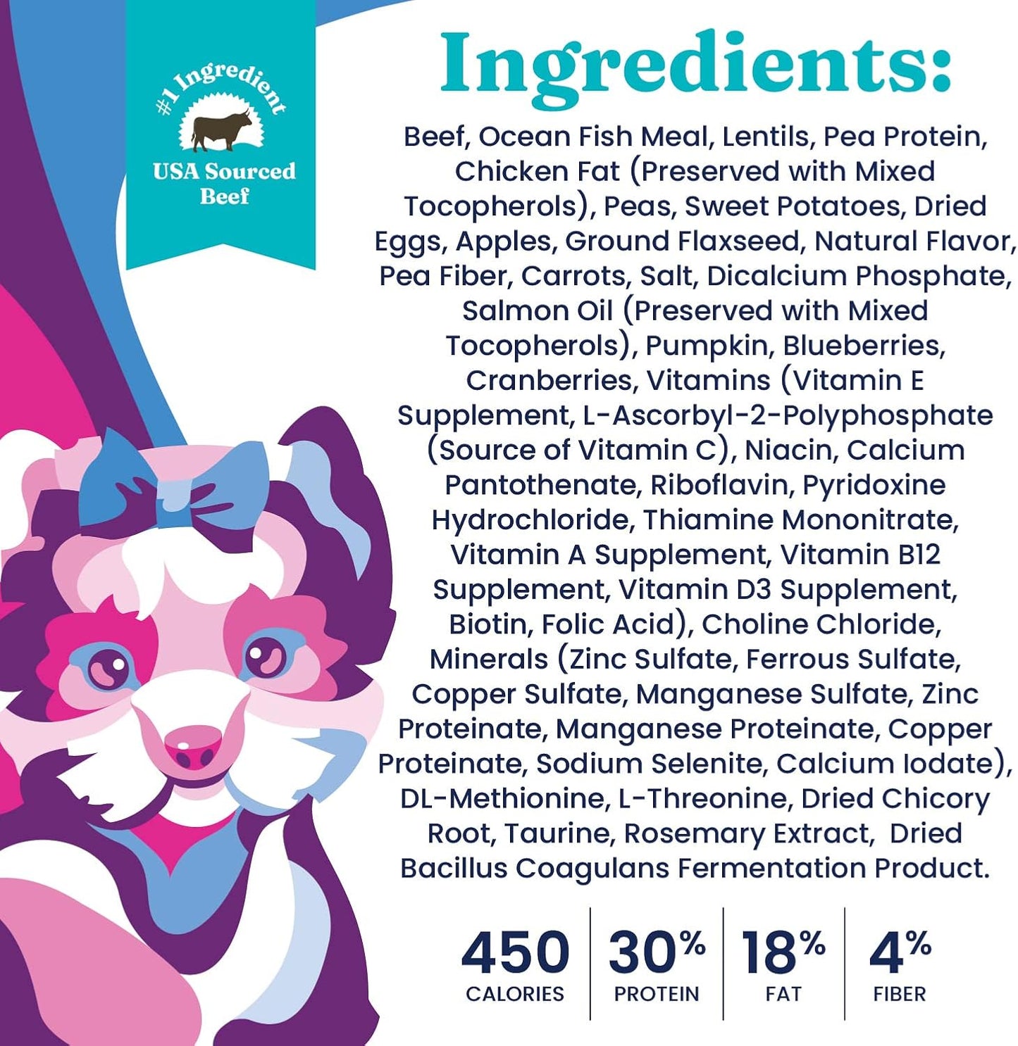 Small Bites Dry Dog Food for Toy and Small Breeds – Real Beef, Grain-Free, Gluten-Free, High Fiber Kibble with Probiotics for Gut Health and Digestion Support – Suitable for Dogs of All Ages – 4LB