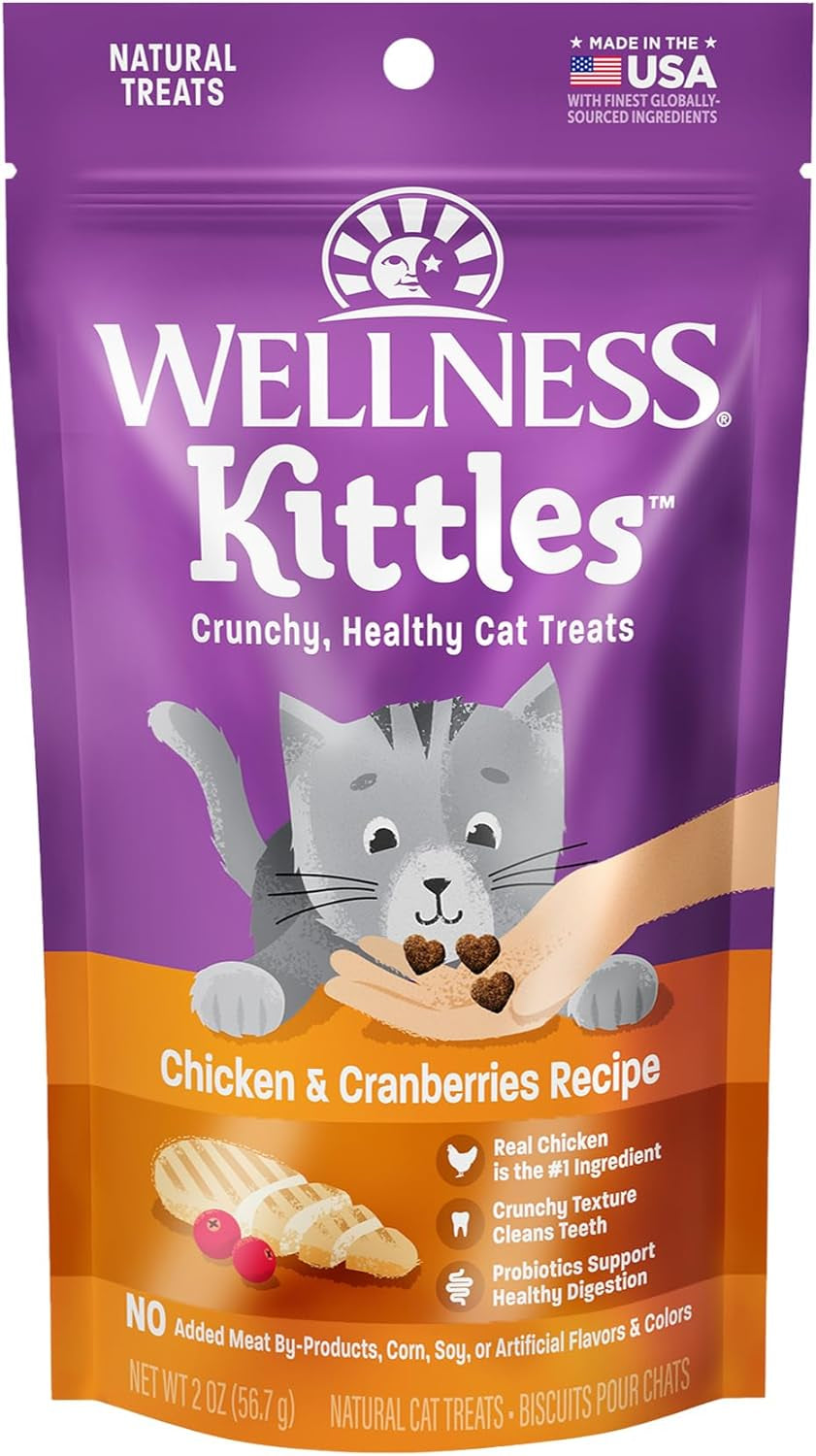 Kittles Crunchy Grain-Free Cat Treats, Tuna & Cranberries Recipe, Suitable for All Life Stages, 6 oz