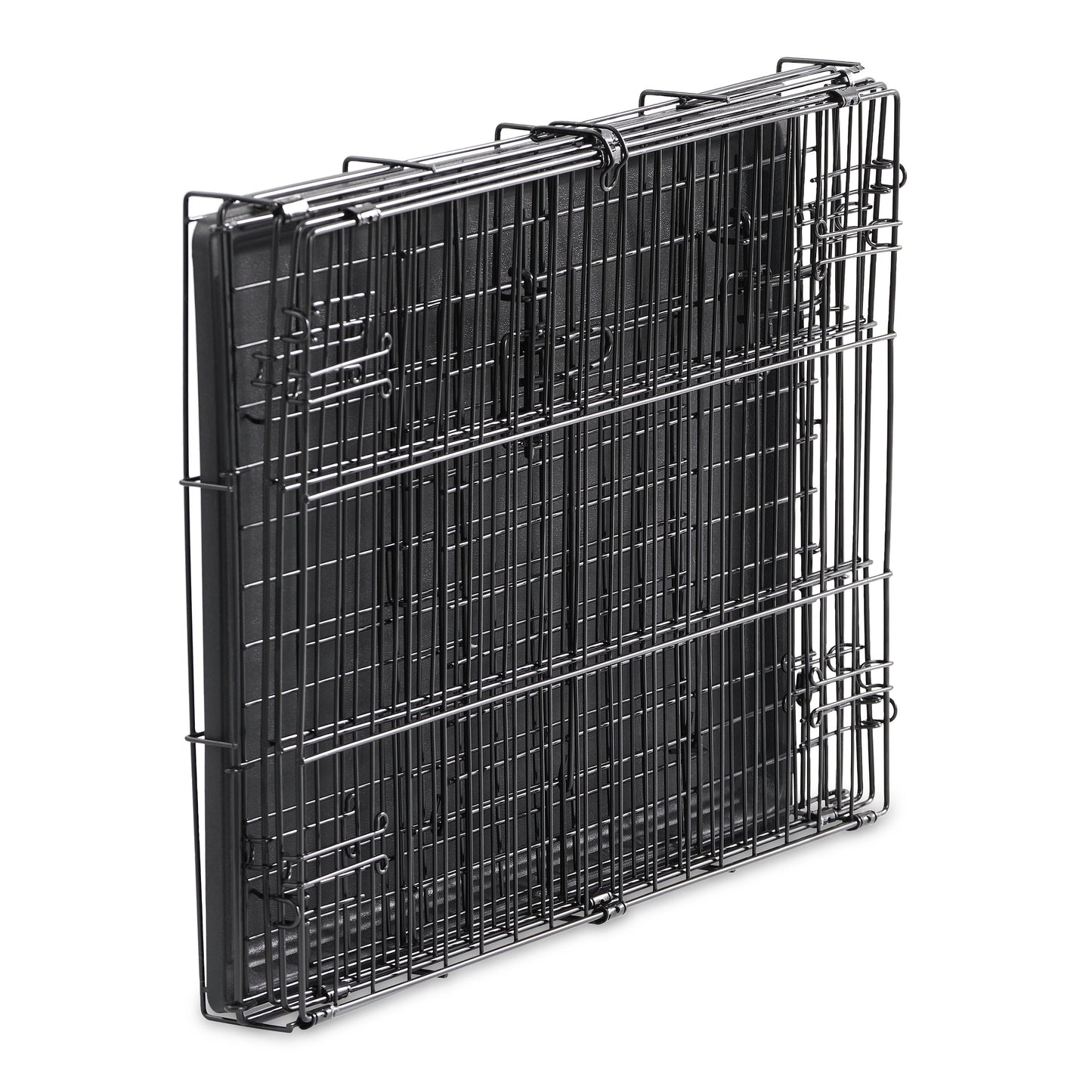 Wire Dog Crate, Single-Door, Divider and Leak-Proof Tray, Metal, Foldable, Durable, Black, 48"