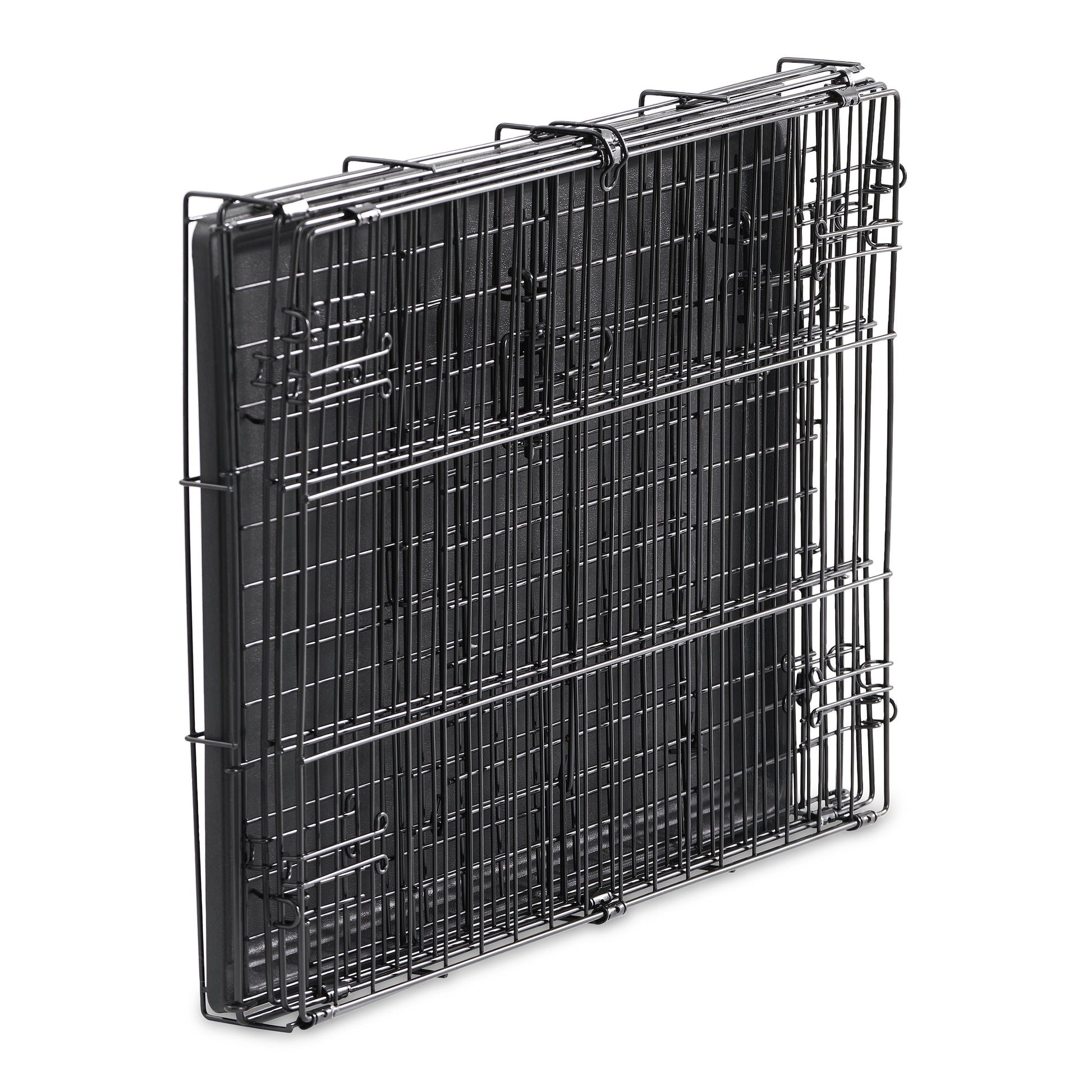 Wire Dog Crate, Single-Door, Divider and Leak-Proof Tray, Metal, Foldable, Durable, Black, 48"
