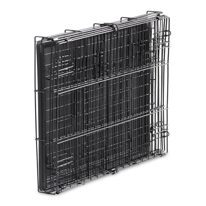 Wire Dog Crate, Single-Door, Divider and Leak-Proof Tray, Metal, Foldable, Durable, Black, 48"