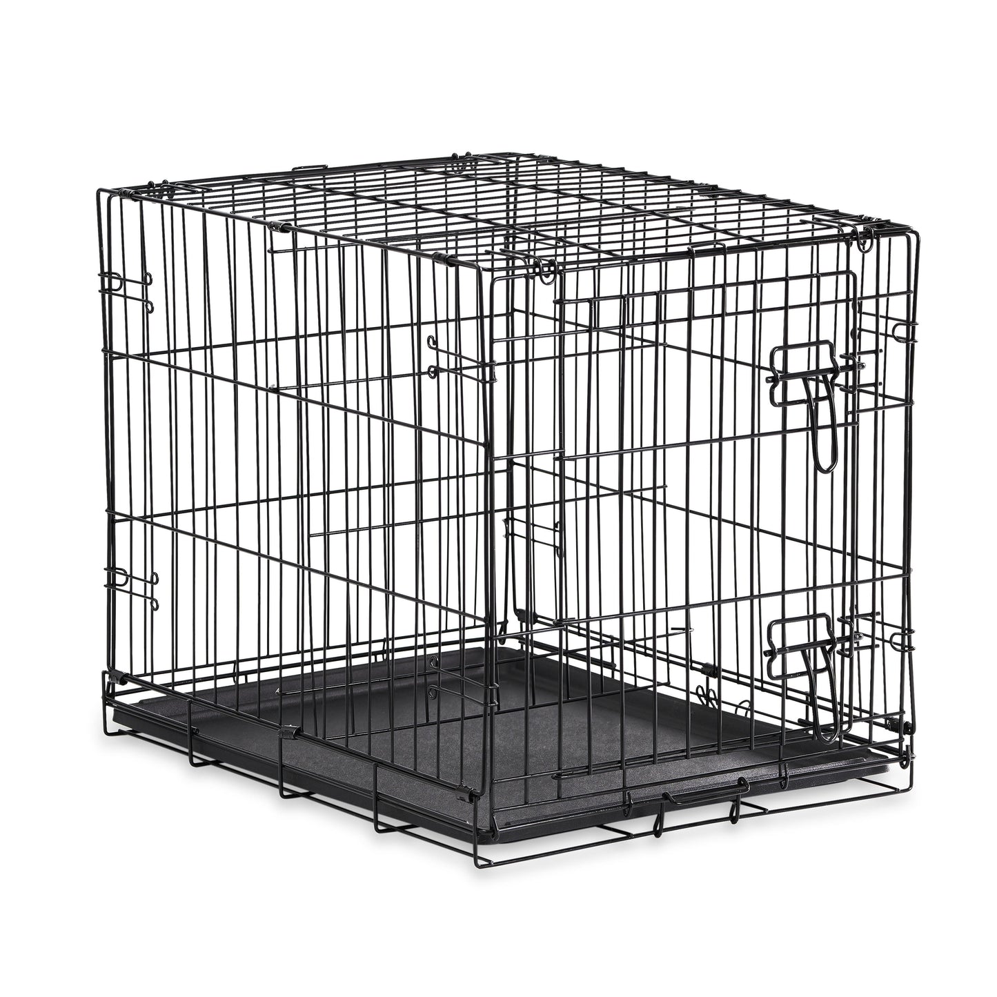 Wire Dog Crate, Single-Door, Divider and Leak-Proof Tray, Metal, Foldable, Durable, Black, 48"