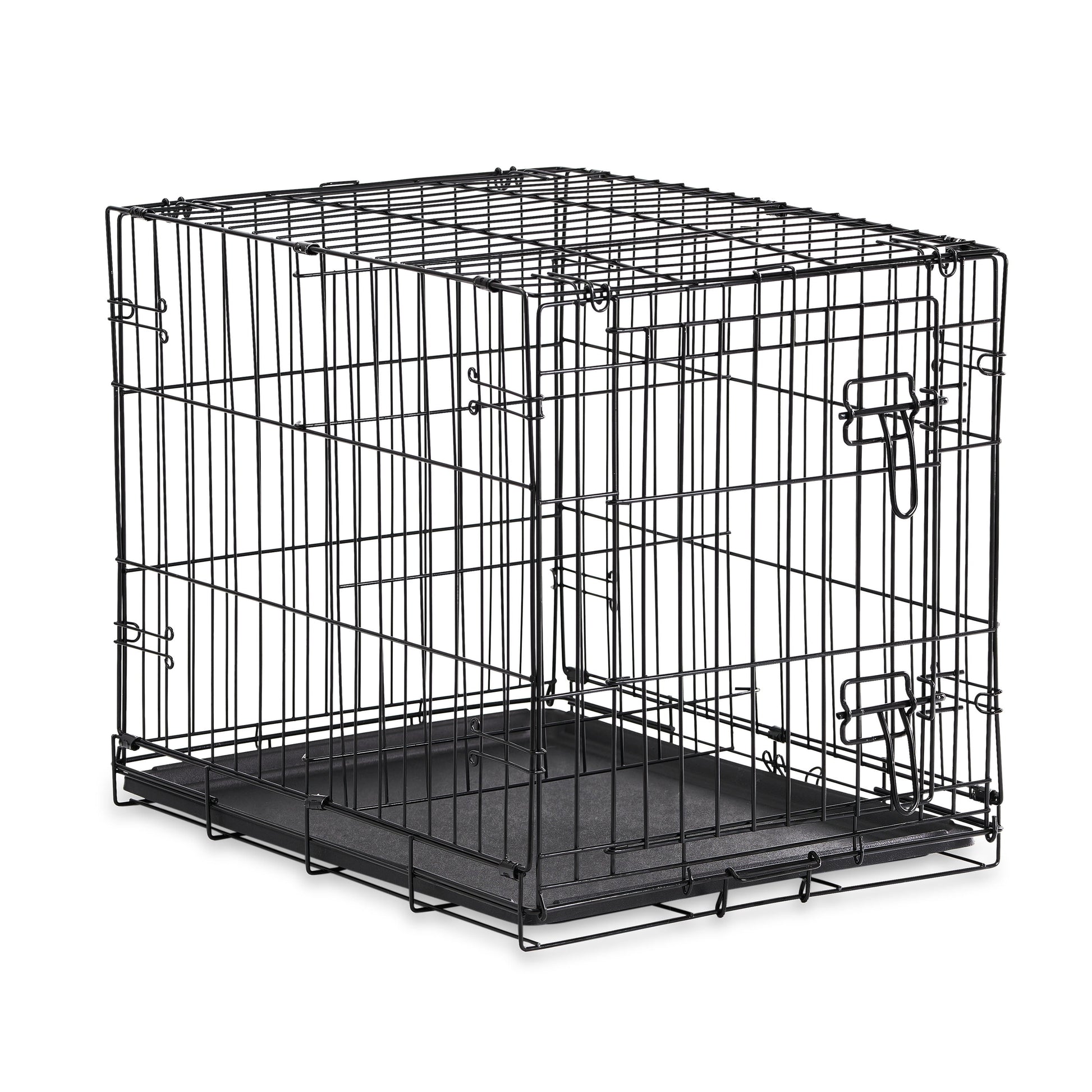 Wire Dog Crate, Single-Door, Divider and Leak-Proof Tray, Metal, Foldable, Durable, Black, 48"