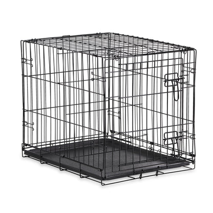 Wire Dog Crate, Single-Door, Divider and Leak-Proof Tray, Metal, Foldable, Durable, Black, 48"