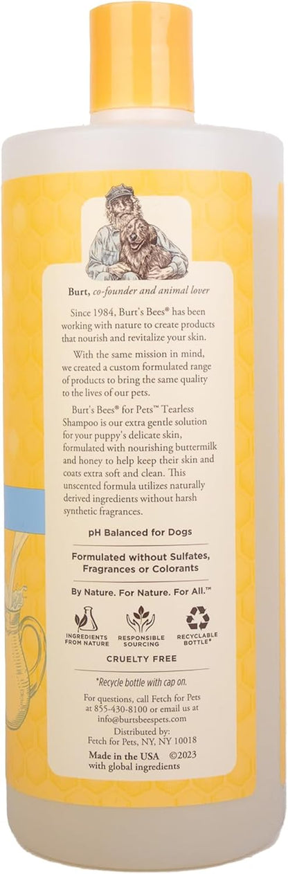 Tearless Puppy Shampoo with Buttermilk, 95% Natural Ingredients, Gentle Tear-Free Formula for Puppies, 32 Oz