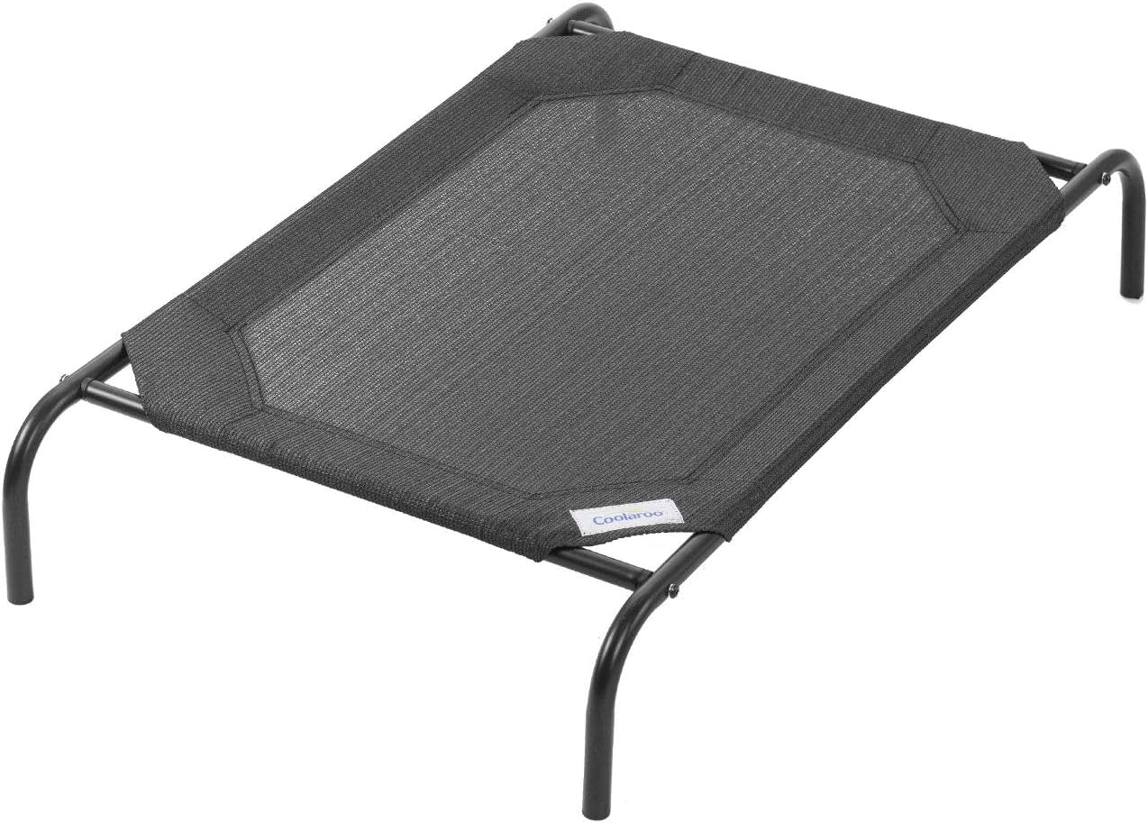 Elevated Dog Bed - Breathable Off-The-Ground Design with Cooling Fabric, Joint Relief, Moisture-Resistant Material, 100% Recyclable, Easy to Clean, Gunmetal, Medium
