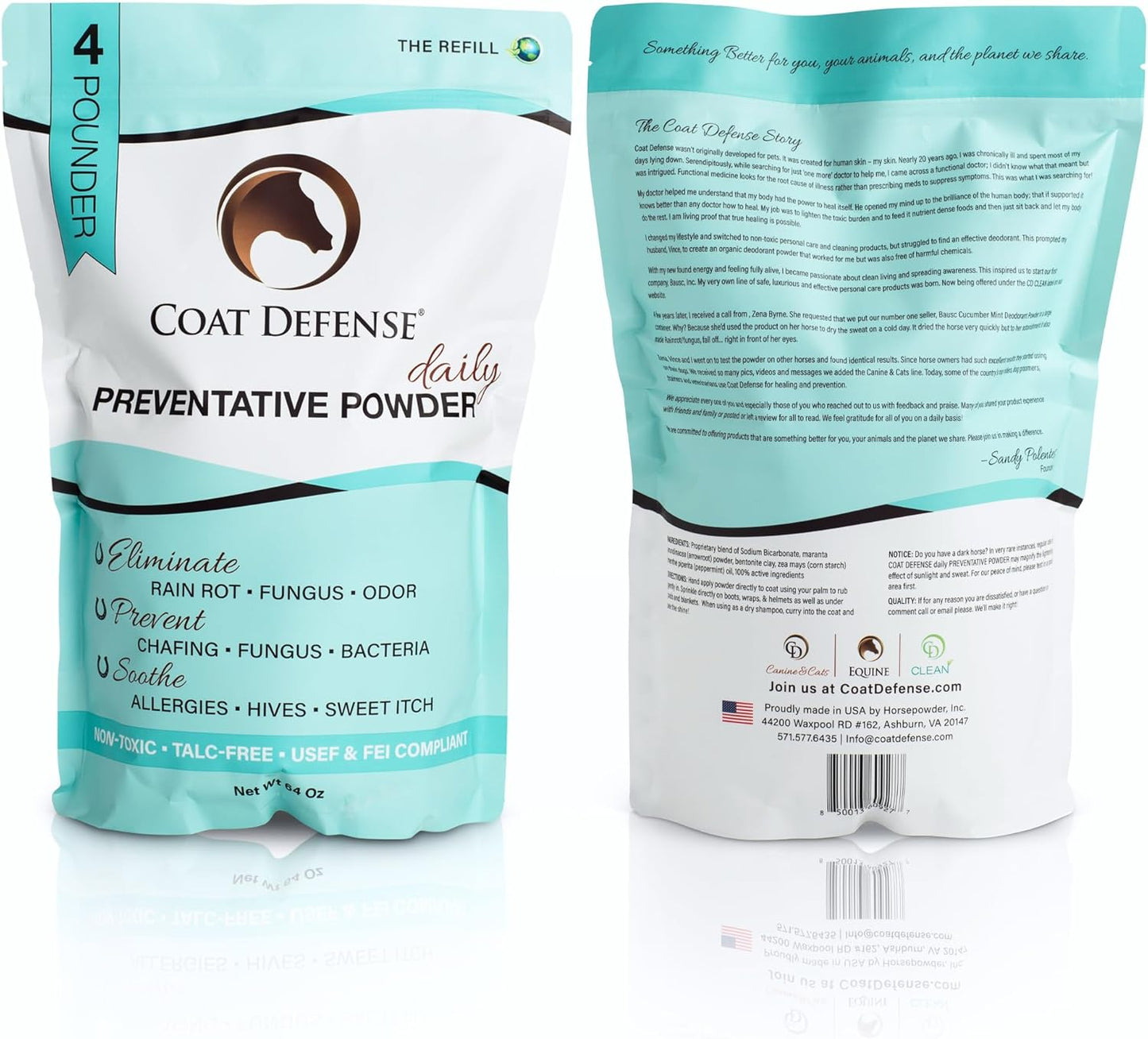 Daily Grooming Powder for Horses | Natural Ingredients Dry Shampoo | 64 Oz Formula for a Fresh and Healthy Coat