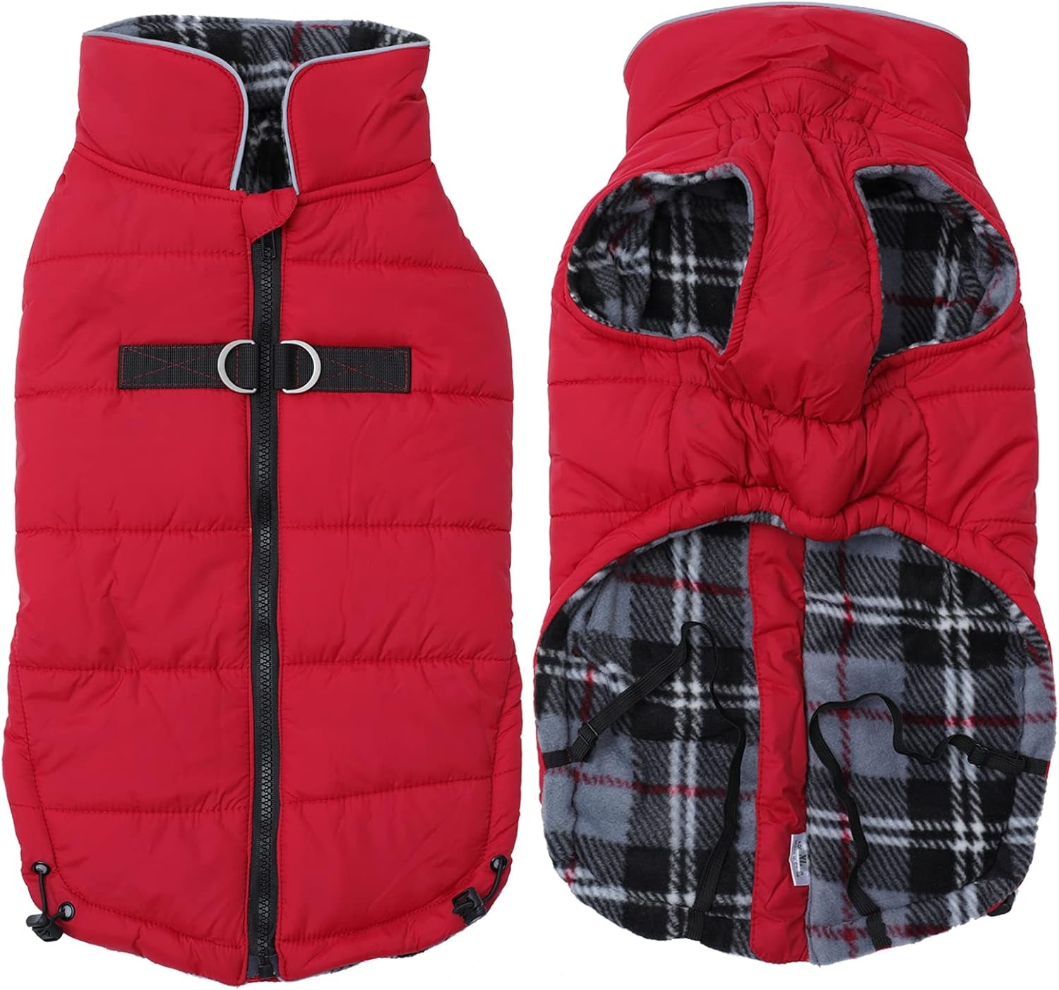 Dog Winter Warm Coat Jacket, Windproof Snowproof, Pet Outdoor Jacket for Small to Large Dogs - Red - XXL