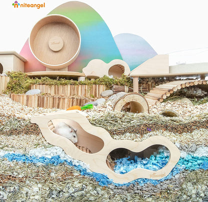 Hamster House with Climbing Ladder for Small Pets, Featuring Secret Peep Tunnel Design