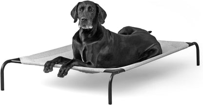 Elevated Dog Bed - Breathable Off-The-Ground Design with Cooling Fabric, Joint Relief, Moisture-Resistant Material, 100% Recyclable, Easy to Clean, Gunmetal, Medium