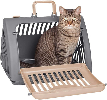 Sport Pet Designs Collapsible Travel Cat Carrier with Front Door Access and Waterproof Bed