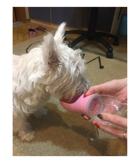 Luxe Portable Pet Water Bottle with Smart Drinking Bowl – Spill-Free Hydration for Dogs & Cats (350–550 ml)