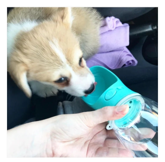 Luxe Portable Pet Water Bottle with Smart Drinking Bowl – Spill-Free Hydration for Dogs & Cats (350–550 ml)