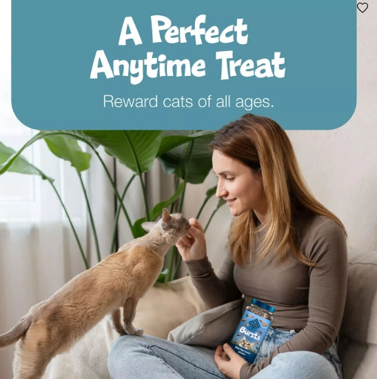 BLUE Bursts Crunchy & Creamy Cat Treats – Seafood Sensation with Real Salmon (12-oz Tub)