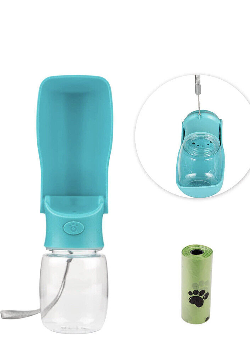 YWFAYNA Luxe Foldable Dog Water Bottle with Poop Bag Dispenser – Leak-Proof, Travel-Ready Hydration (12–19 oz)