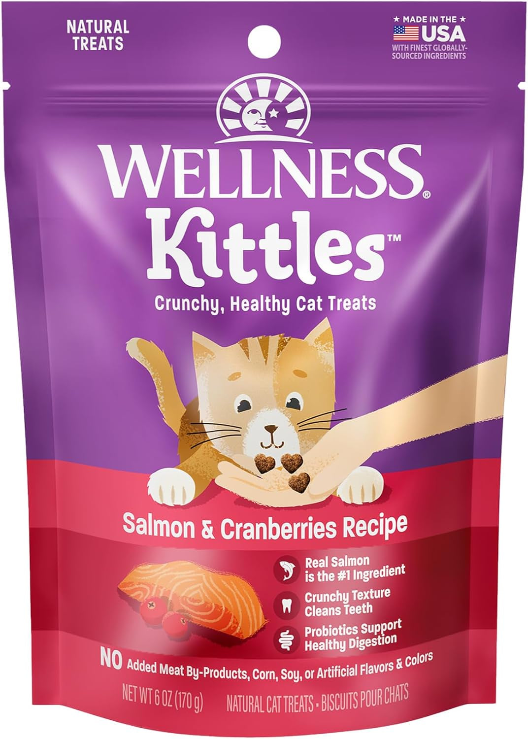 Kittles Crunchy Grain-Free Cat Treats, Tuna & Cranberries Recipe, Suitable for All Life Stages, 6 oz