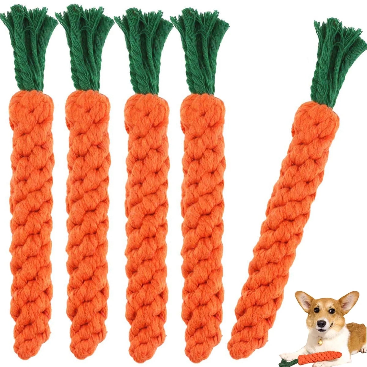 5 Pieces Dog Chew Toys, Safe Durable Puppy Teething Chewing Braided Toys, Medium Large Pet Dog Cotton Knot Paws Fun Molar for Clean Teeth Healthy