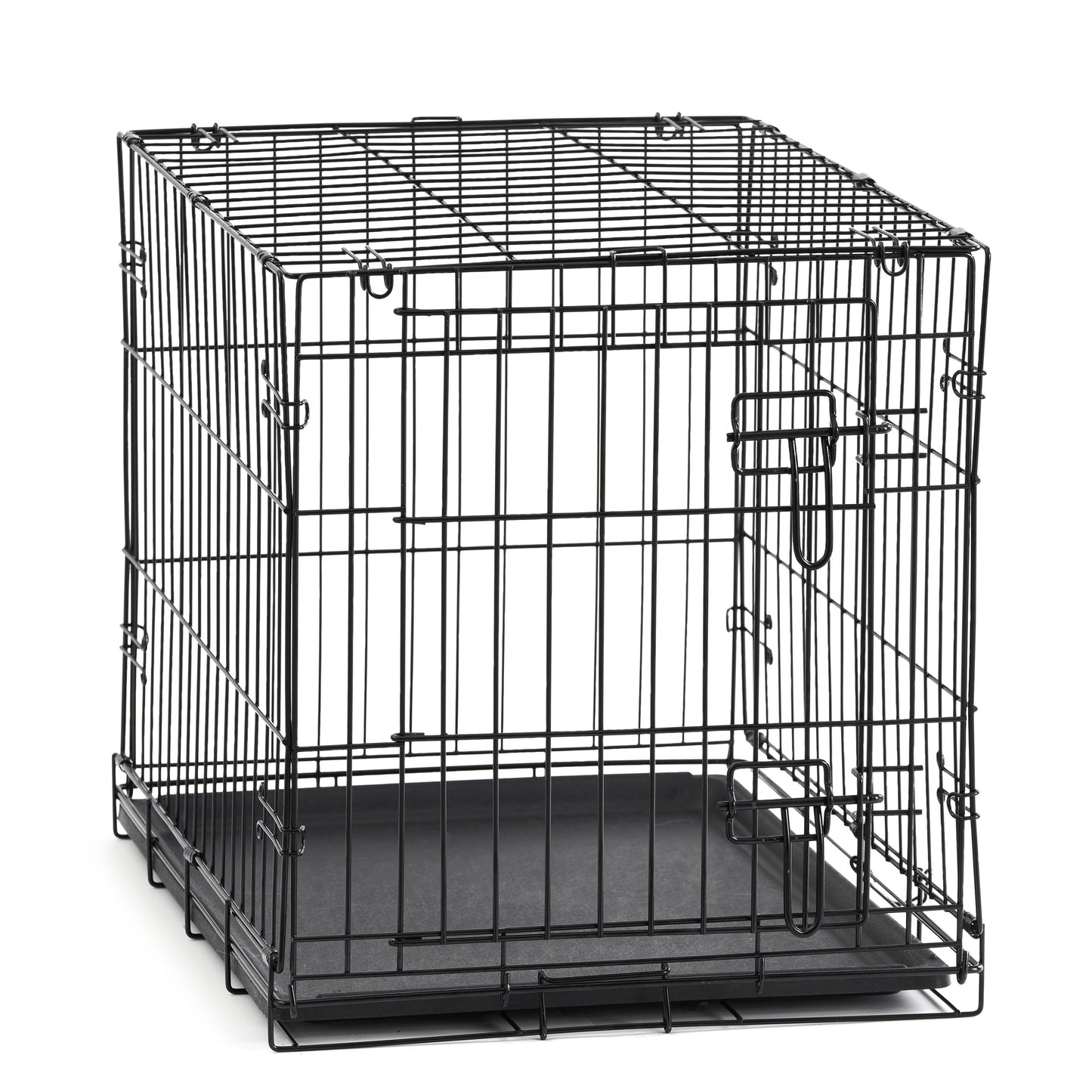 Wire Dog Crate, Single-Door, Divider and Leak-Proof Tray, Metal, Foldable, Durable, Black, 48"