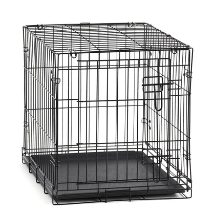 Wire Dog Crate, Single-Door, Divider and Leak-Proof Tray, Metal, Foldable, Durable, Black, 48"