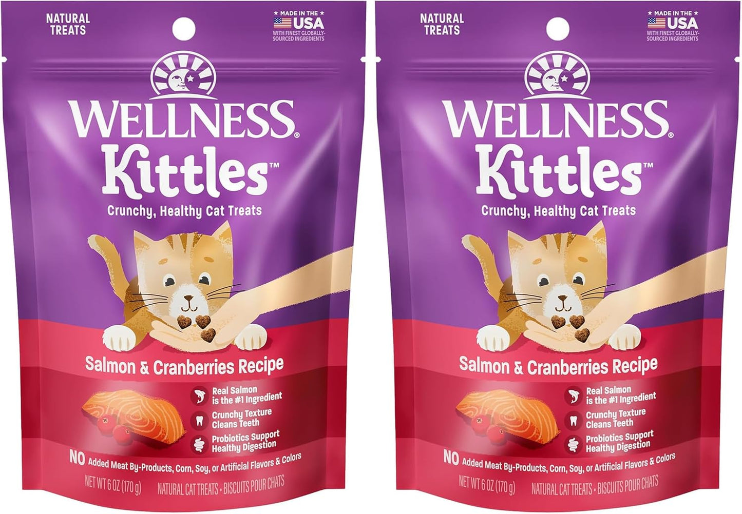Kittles Crunchy Grain-Free Cat Treats, Tuna & Cranberries Recipe, Suitable for All Life Stages, 6 oz