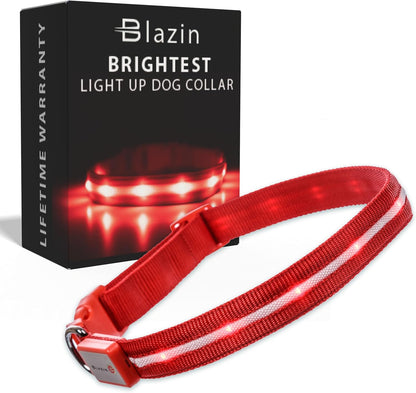 LED Dog Collar - Original USB Rechargeable, Waterproof with 1,000 Feet Visibility - Suitable for Small, Medium, and Large Dogs - US Brand