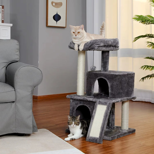 Luxury Cat Tree Tower with Double Condos, Hammock & Full Sisal Scratching Posts Elevated Comfort • Elegant Design • Built for Play & Rest