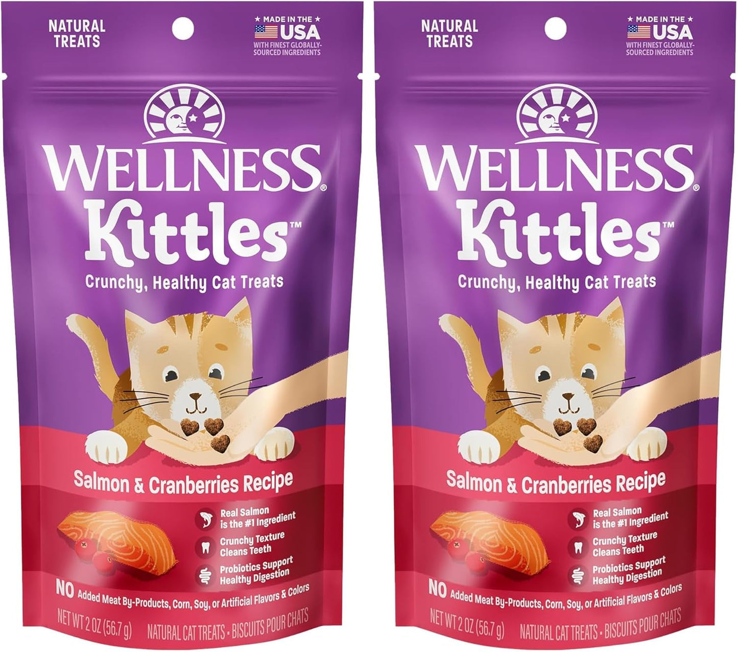 Kittles Crunchy Grain-Free Cat Treats, Tuna & Cranberries Recipe, Suitable for All Life Stages, 6 oz