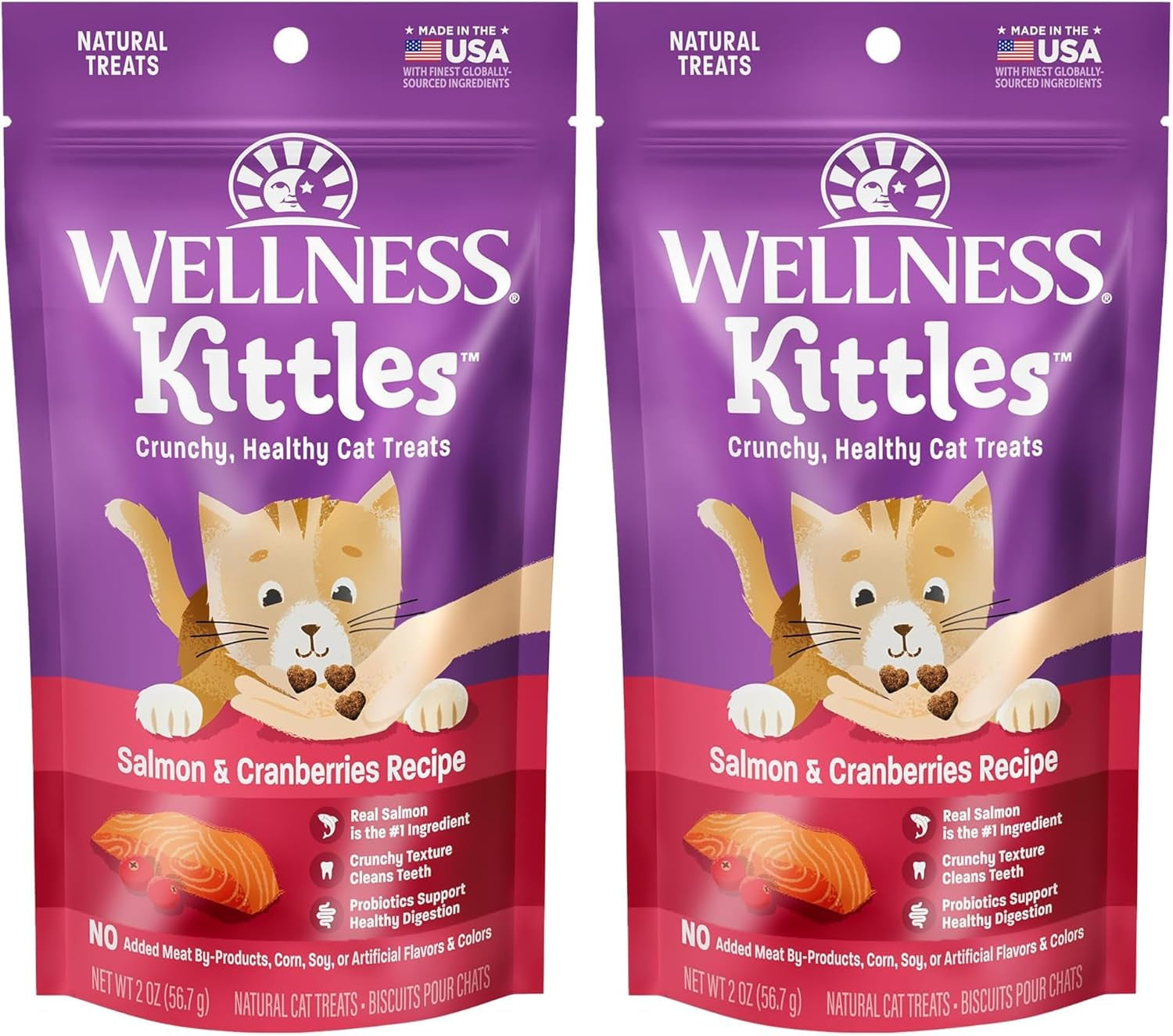 Kittles Crunchy Grain-Free Cat Treats, Tuna & Cranberries Recipe, Suitable for All Life Stages, 6 oz