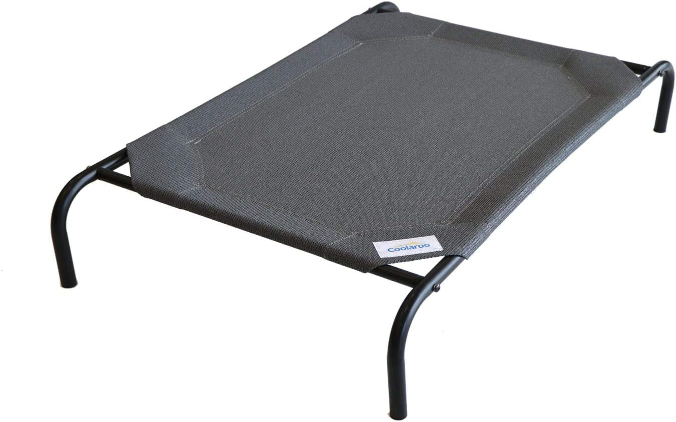 Elevated Dog Bed - Breathable Off-The-Ground Design with Cooling Fabric, Joint Relief, Moisture-Resistant Material, 100% Recyclable, Easy to Clean, Gunmetal, Medium
