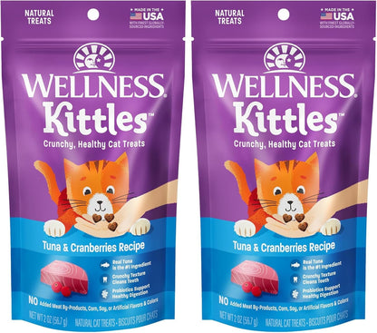 Kittles Crunchy Grain-Free Cat Treats, Tuna & Cranberries Recipe, Suitable for All Life Stages, 6 oz