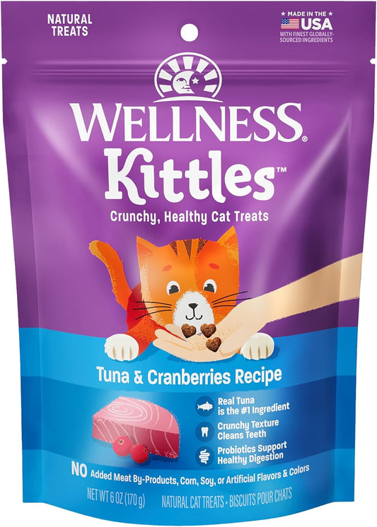 Kittles Crunchy Grain-Free Cat Treats, Tuna & Cranberries Recipe, Suitable for All Life Stages, 6 oz