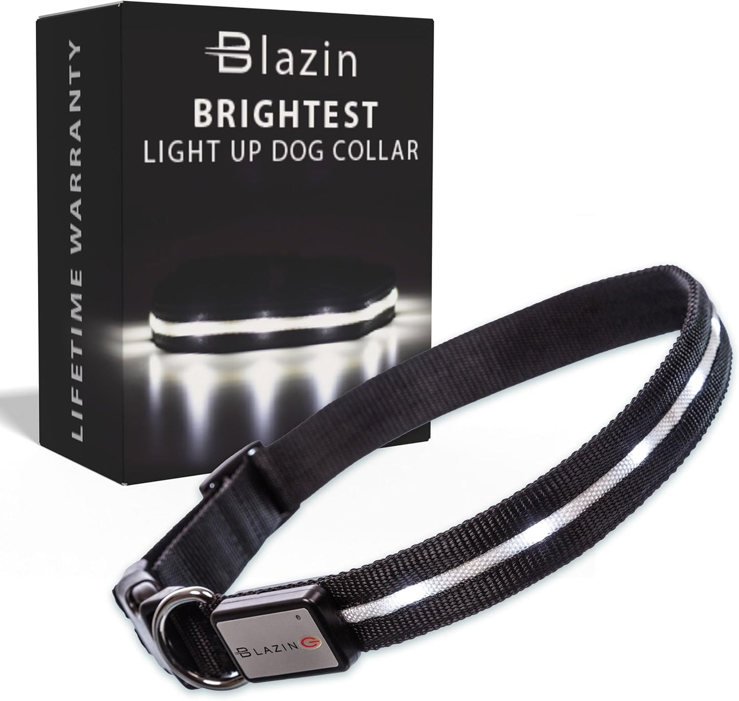 LED Dog Collar - Original USB Rechargeable, Waterproof with 1,000 Feet Visibility - Suitable for Small, Medium, and Large Dogs - US Brand