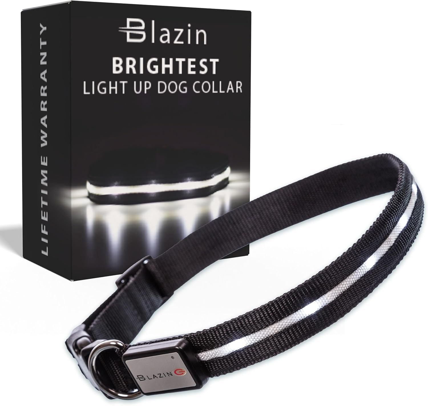 LED Dog Collar - Original USB Rechargeable, Waterproof with 1,000 Feet Visibility - Suitable for Small, Medium, and Large Dogs - US Brand