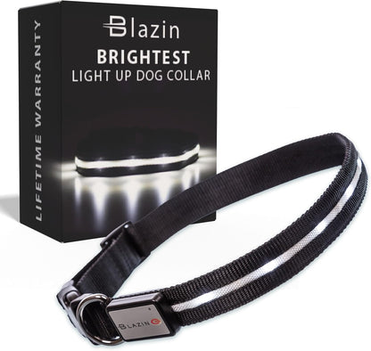 LED Dog Collar - Original USB Rechargeable, Waterproof with 1,000 Feet Visibility - Suitable for Small, Medium, and Large Dogs - US Brand